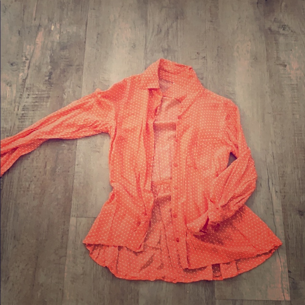 Orange button down